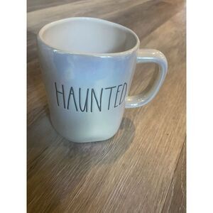 New RAE DUNN Halloween "HAUNTED" White Mug By Magenta